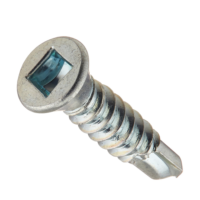 Cinc del acero con poco carbono de la cabeza del ajuste de la impulsión del cuadrado del tornillo de la perforación del uno mismo plateado