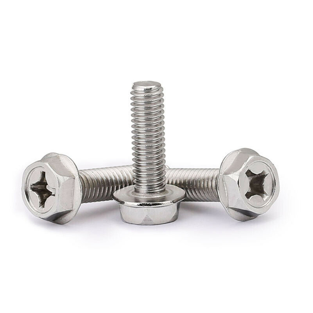 Perno de brida hexagonal dentado con accionamiento Phillips de acero inoxidable SS304 SS316 DIN6921