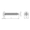 DIN 7981 ISO 7049 Tornillo autorroscante de cabeza plana con destornillador Phillips cruzado de acero al carbono galvanizado de rosca completa