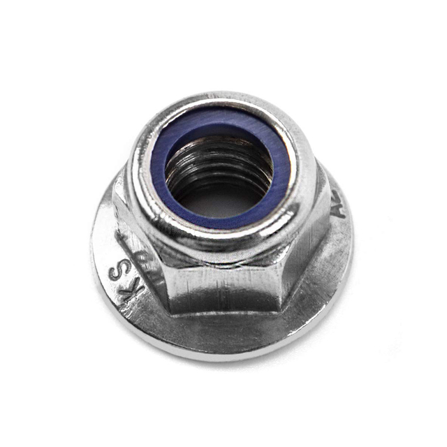 Tuerca de seguridad de nailon hexagonal con brida hexagonal de acero inoxidable DIN6926 304