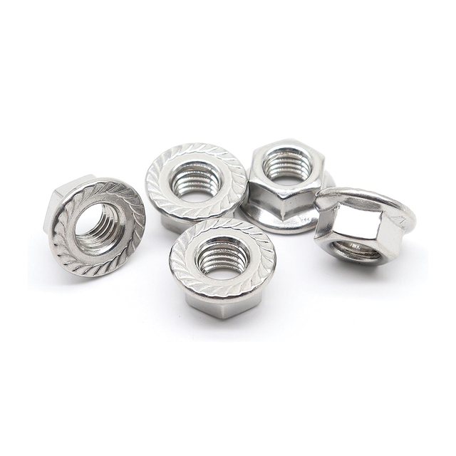 Tuercas dentadas de acero inoxidable con brida hexagonal Tuercas de seguridad Tuercas con brida hexagonal