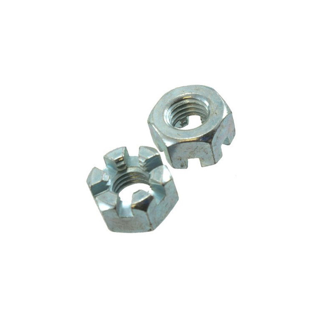 Las nueces almenadas del hex. del acero de carbono ranuraron el hexágono de la nuez cinc platearon Din935