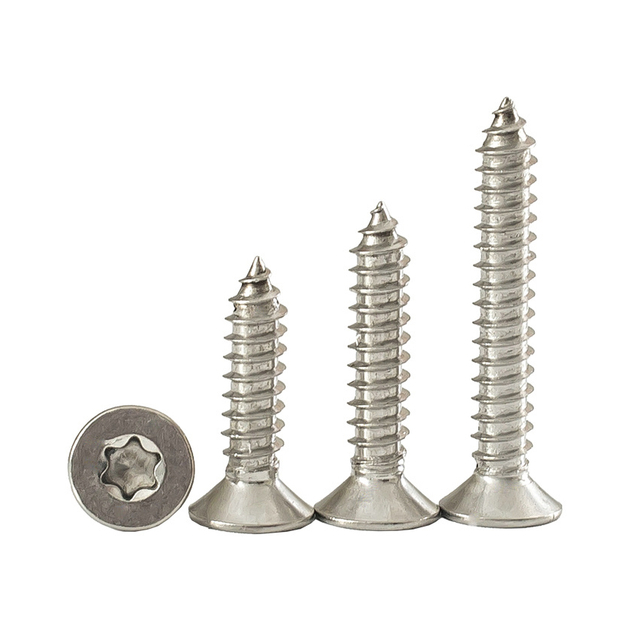 Acero inoxidable 304 Torx principal plano de los tornillos autorroscantes roscados completamente