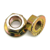 Suministro directo de fábrica DIN6923 Tuerca con reborde dentada hexagonal chapada en zinc amarillo