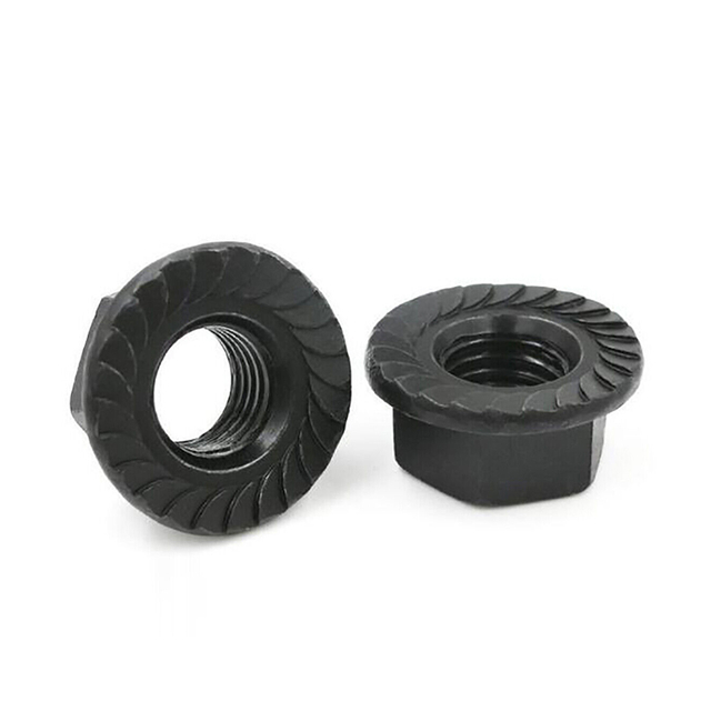 Tuercas con brida dentadas hexagonales galvanizadas en negro DIN6923 Tuerca con brida