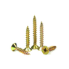 China DIN7505 Pozi Recess CSK Cabeza avellanada Tornillos de aglomerado chapados en zinc amarillo para madera