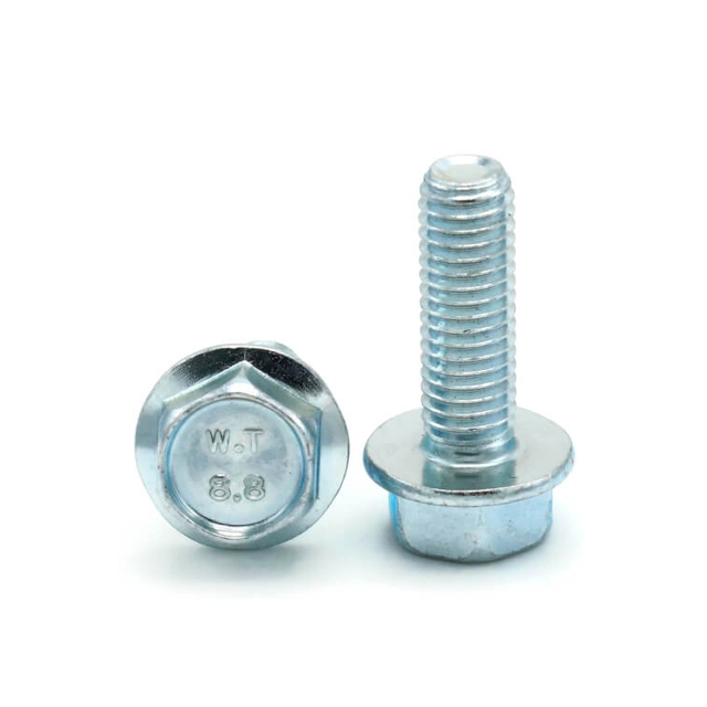 Original Perno de brida hexagonal de acero al carbono Chapado en Zinc estándar DIN6921 métrico